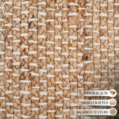 Hausattire Jute Woven Rug 2'x3' - Natural, Hand Braided Boho Entry Area Rugs for Kitchen, Living Room | Small Farmhouse Indoor Outdoor Decorative Mat for Patio, Entryway Front Door Mats - 24x36 Inches