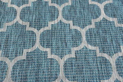 Unique Loom Outdoor Trellis Collection Area Rug (4' 1" x 6' 1" Rectangle, Teal/ Gray)