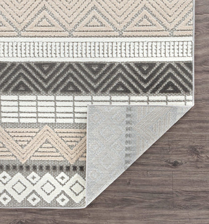 Rugshop Marbella Contemporary Boho Non-Shedding Patio Deck Backyard Indoor/Outdoor Area Rug 5' x 7' Gray