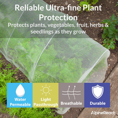 AlpineReach Garden Netting Ultra Fine Mesh 10 x 34 ft - Durable Protection Barrier Net Cover for Vegetable Plants Fruits Flowers Crops Greenhouse Row Cover Raised Bed