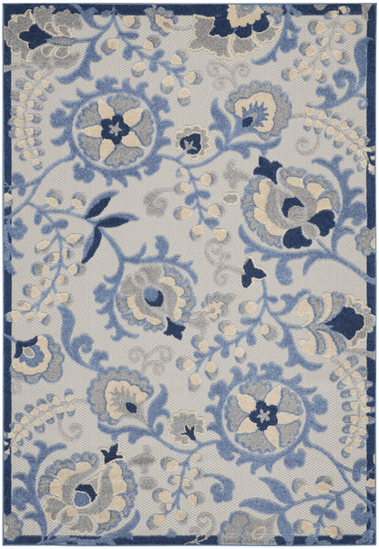 Nourison Home Aloha Blue Grey 3'6" x 5'6" Area Rug - Easy Clean, Non Shedding, Bed Room, Living Room, Dining Room, Kitchen (4' x 6')