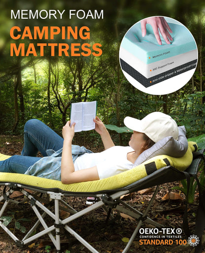 GAIALOOP 3 Inch Memory Foam Camping Mattress, Dual Layer Thick Sleeping Camp Pad for Car Tent Cot, Roll-Up Portable Glamping Floor Bed for Guests Sleepover[Cot: 72 * 24 * 3"]