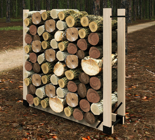 Fire Beauty Firewood Log Storage Rack 2-Pack Bracket Kit, Heavy Duty Adjustable Length,Triangular Stabilizer