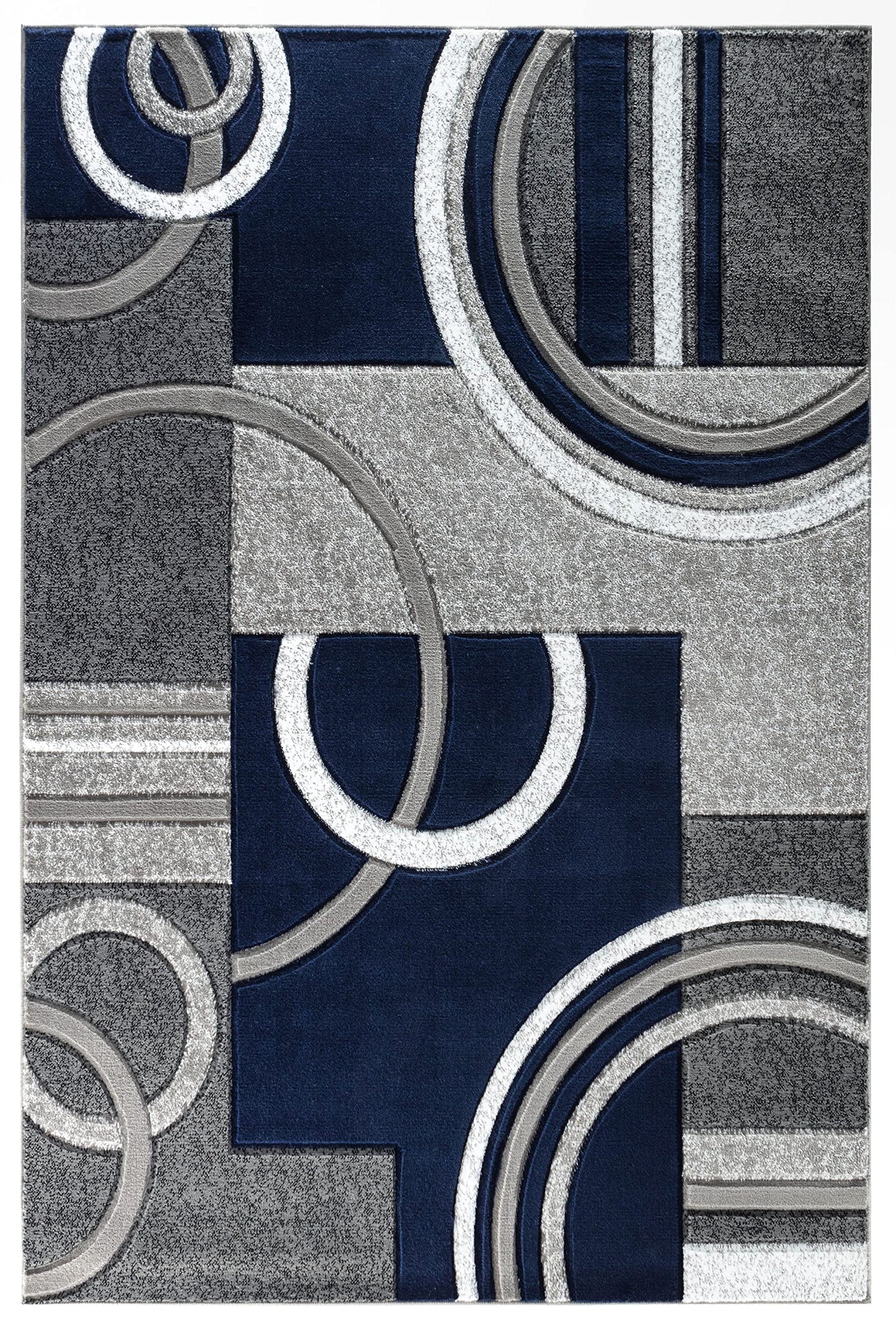 GLORY RUGS Area Rug Modern Soft Hand Carved Contemporary Floor Carpet with Premium Fluffy Texture for Indoor Living Dining Room and Bedroom Area (5x7, Navy)