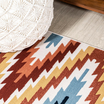 JONATHAN Y Diamond Kilim Yellow/Red/Blue Indoor Area Rug 4X6 ft, Konya Geometric for Living Room, Bedroom, Kitchen, Office, Easy-Cleaning, High Traffic, Pet-Friendly, Non-Shedding SWC101A-4