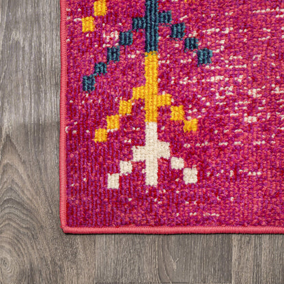 JONATHAN Y Tribal Love Geometric Pink/Multi Indoor Area Rug, 4x6, Bohemian, Casual, Easy-Cleaning for Living Room, Bedroom, Kitchen, Pet Friendly, Non-Shedding (MOH105B-4)