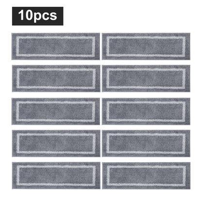 COSY HOMEER Soft Stair Treads Non-Slip Carpet Mat 28inX9in Indoor Stair Runners for Wooden Steps, Stair Rugs for Kids and Dogs, 100% Polyester TPE Backing 10pcs,Grey