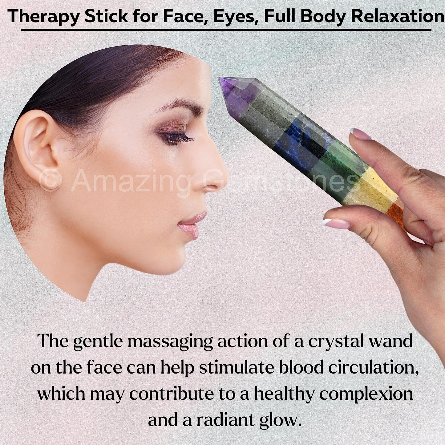 Amazing Gemstone Large Chakra Crystal Wand Massage Stick - Pelvic Wand Gua Sha for Adults - Crystals and Healing Stones Massage Wands for Adults Gifts (Pointed)