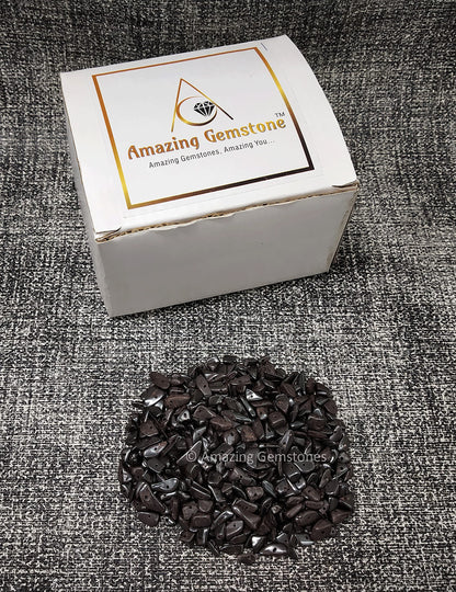 Hematite Pre Drilled Crystal Crushed Chips Beads for Bracelets Making, DIY Handmade Natural Healing Crystals (25 Inch Strand)