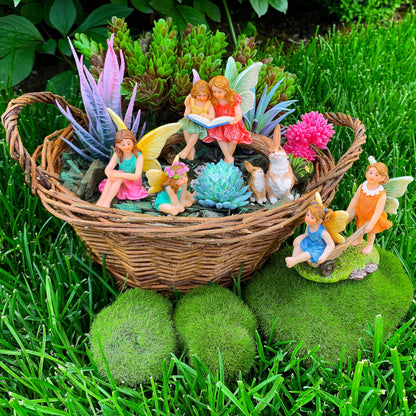 Mood Lab Fairy Garden Figurines - Fairy Statue Set (6 pcs) - Miniature Decorative Statues & Accessories - Outdoor & Indoor Garden Decor