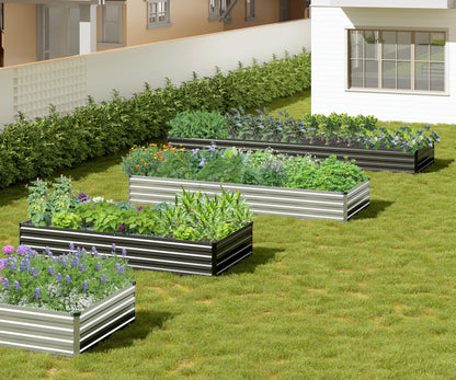 Easllre 2PCS 10x3x1ft Galvanized Raised Garden Bed,Outdoor Planter Box Metal Patio Kit Planting Bed for Vegetables Flowers Herb,Silver
