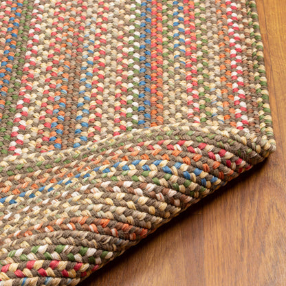Super Area Rugs Roxbury American Made Braided Rug for Indoor Outdoor Spaces, Dk. Taupe/Natural Multi, 2' X 3' Oval