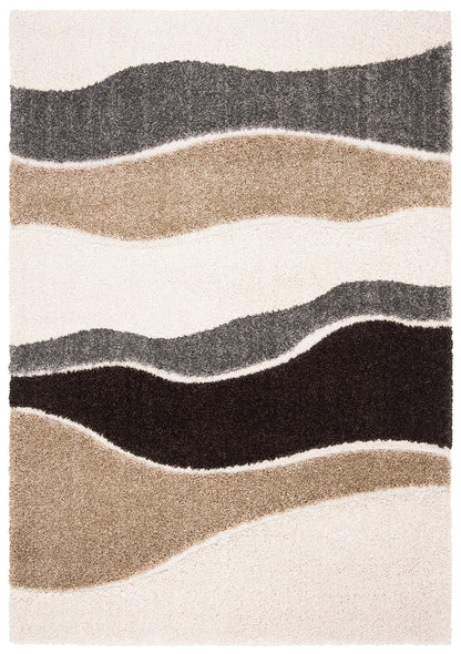 SAFAVIEH Florida Shag Collection Area Rug - 5'3" x 7'6", Ivory & Grey, Abstract Design, Non-Shedding & Easy Care, 1.2-inch Thick Ideal for High Traffic Areas in Living Room, Bedroom (SG475-1180)