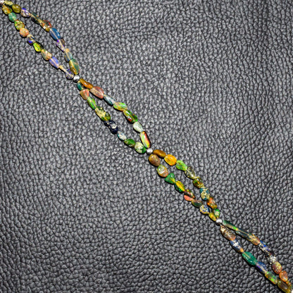 QNAVIC Black Opal Tumble Bracelet for Women – Genuine October Birthstone Chakra Crystal, Handmade 925 Sterling Silver Adjustable 8" Chain, Hypoallergenic Minimalist Healing Energy Jewelry Birthday Gift for Her