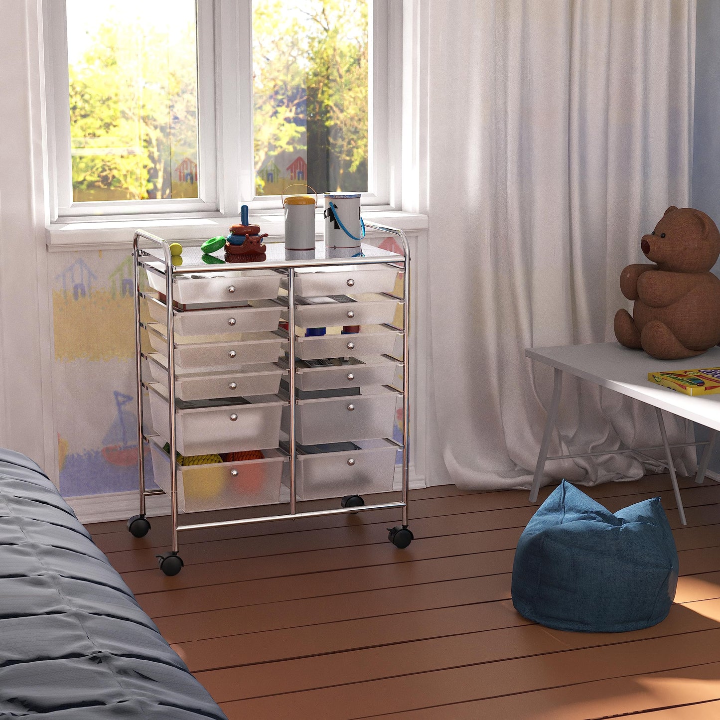 Simple Houseware Utility Cart with 12 Drawers Rolling Storage Art Craft Organizer on Wheels