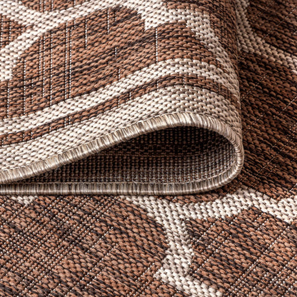 JONATHAN Y Moroccan Trellis Indoor Outdoor Area Rug 5X8 Espresso/Taupe, Trebol Textured Weave for Backyard, Patio, Porch, Easy-Cleaning, High Traffic, Pet-Friendly, Non-Shedding (SMB109B-5)