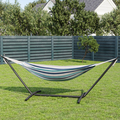GarveeLife Double 2 Person Hammock, Indoor Outdoor Standing Hammock with Space Saving Steel Stand, Carry Bag, 450 LBS Weight Capacity, Suitable for Garden Camping Beach, Ocean