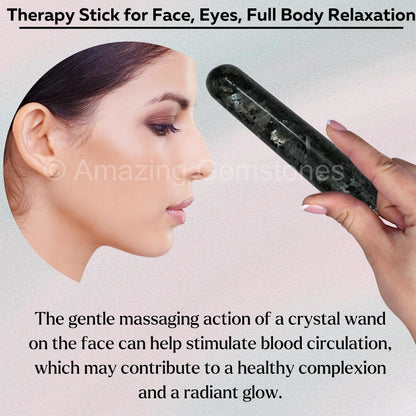 Amazing Gemstone Larvikite Crystal Wand Massage Stick - Pelvic Wand Gua Sha for Adults - Crystals and Healing Stones Massage Wands for Adults Gifts (Smooth)