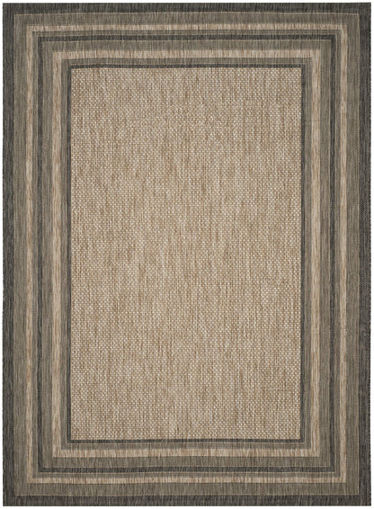 SAFAVIEH Washable Rug Outdoor Courtyard Collection - 10' x 14', Natural & Black, Non-Shedding & Easy Cleaning, Ideal for Patio, Backyard, Mudroom (CY8475-37312)