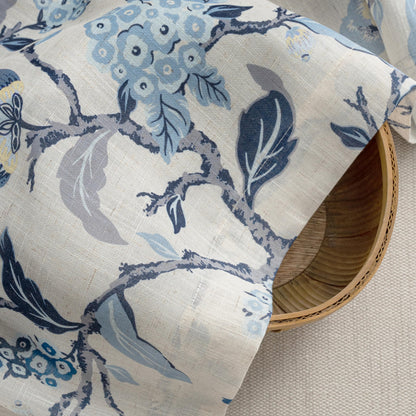 DriftAway Ada Botanical Print Lined Flower Leaf Thermal Insulated Linen Blend Window Valance Rod Pocket 52 Inch by 14 Inch Plus 1.75 Inch Header Navy 1 Pack