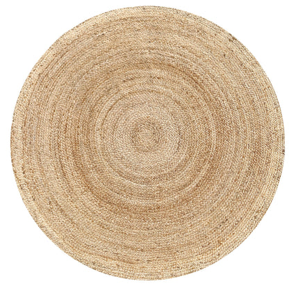 Hausattire Hand Woven Jute Braided Rug, 4’ Round – Natural, Reversible Boho Entry Area Rugs for Kitchen, Living Room I Farmhouse Decorative Floor Rug, 4 Feet Round