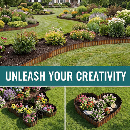 ZXZYHFTY Corrugated Metal Garden Edging, 6" x 20Ft Rusty Landscape Border for Lawn, Flower Beds, Paver Edging, Durable Garden Fence.