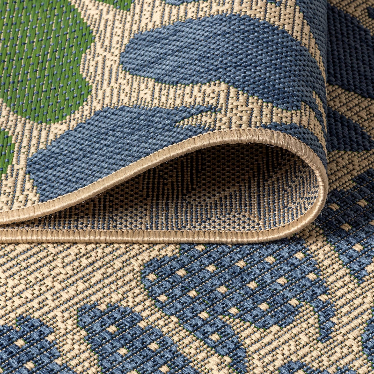 JONATHAN Y Floral Textured Weave Indoor Outdoor Area Rug 4X6 Navy/Green, Zinnia Modern for Backyard, Patio, Porch, Easy-Cleaning, High Traffic, Pet-Friendly, Non-Shedding (SMB110B-4)