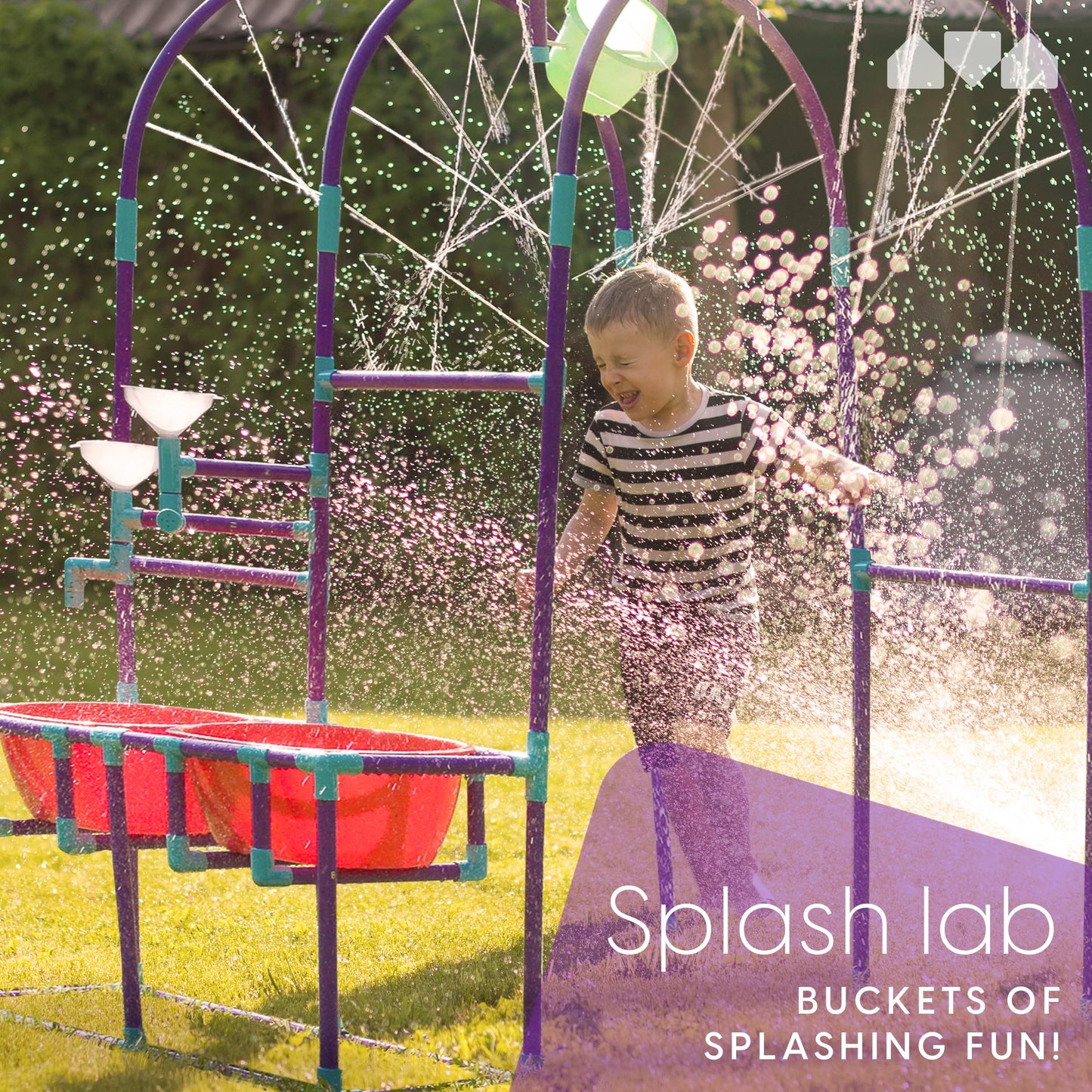 Milliard Water Park Sprinkler Toy for Kids, Outdoor Water Sprinkler with Splash Buckets, Water Table, and Faucets, Backyard Waterpark for Outdoor Summer Fun Activities