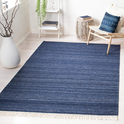 SAFAVIEH Kilim Collection Area Rug - 5' x 8', Navy & Blue, Handmade Wool, Ideal for High Traffic Areas in Living Room, Bedroom (KLM551N)