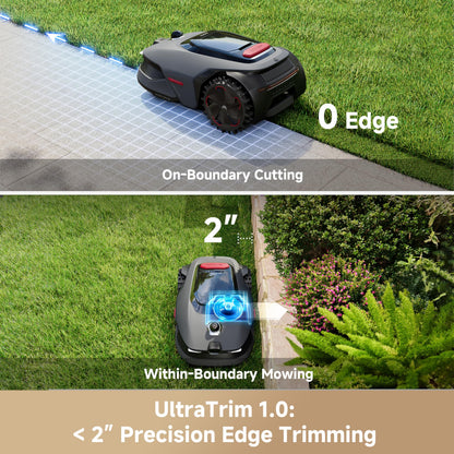 MOVA LiDAX Ultra 1000 Robot Lawn Mower Wire Free for 1/4 Acre, RTK-Free+360° 3D LiDAR+AI Vision Auto Mapping, Zero-Edge Cutting, Cutting Height 1.2"-3.9", 45% Slope, Up to 150 Managed Zones Dual Maps