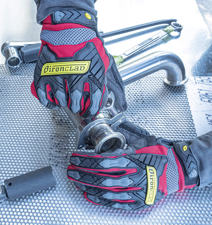 Ironclad Command Impact 360 Cut A5 Work Gloves; Touch Screen Gloves Conductive Palm & Fingers, Impact Protection, Machine Washable, Sized S, M, L, XL, XXL (1 Pair), Red (IEX-MIGR5-03-M)