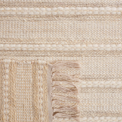 SAFAVIEH Kilim Collection Area Rug - 6' x 9', Natural & Ivory, Handmade Boho Stripe Fringe Jute & Wool, Ideal for High Traffic Areas in Living Room, Bedroom (KLM442A)