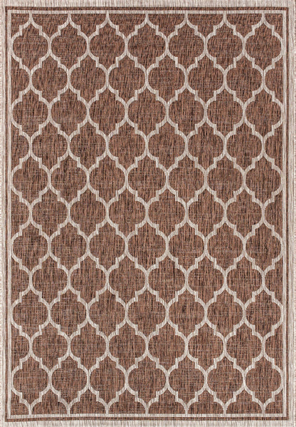 JONATHAN Y Moroccan Trellis Indoor Outdoor Area Rug 5X8 Espresso/Taupe, Trebol Textured Weave for Backyard, Patio, Porch, Easy-Cleaning, High Traffic, Pet-Friendly, Non-Shedding (SMB109B-5)