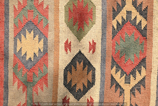 RugsJaipurIndia Handwoven Kilim Wool & Jute Area Rug - Flatweave Dhurrie Rug for Living Room Bedroom Kitchen or Entryway - Non-Slip Stylish Home Decor Rug (Wool & Jute)