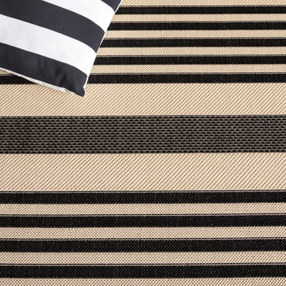 SAFAVIEH Washable Rug Outdoor Courtyard Collection - 10' x 14', Black & Bone, Non-Shedding & Easy Cleaning, Ideal for Patio, Backyard, Mudroom (CY6062-216)