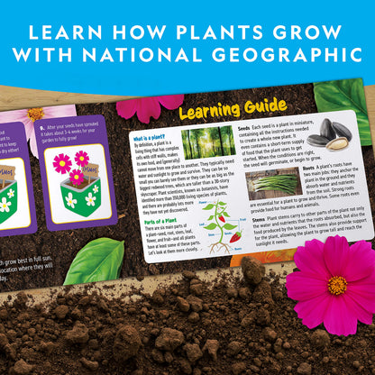 National Geographic Flower & Herb Gardening Kit for Kids - Kids Gardening Set with 3 Stainless Steel Pots, Paint & Stickers, Outdoor Toys, Craft Kits, Plant Growing Kit, Easter Basket Stuffers
