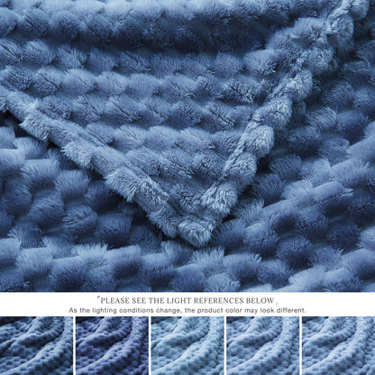 EXQ Home Fleece Throw Blanket for Couch or Bed - 3D Imitation Turtle Shell Jacquard Decorative Blankets - Cozy Soft Lightweight Fuzzy Flannel Blanket Suitable for All Seasons(50"×60",Dark Blue)