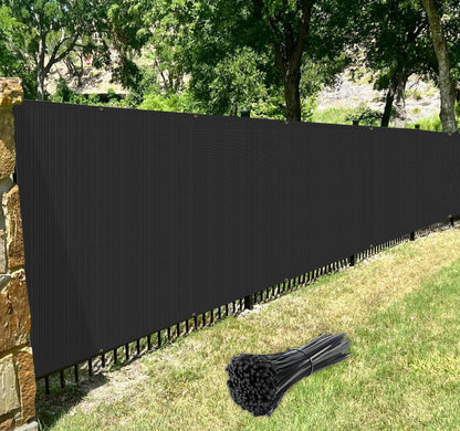Windscreen4less 6'x50' Privacy Fence Screen Heavy Duty Windscreen Fencing Mesh Fabric Shade Net Cover for Outdoor Wall Garden Yard Pool Deck Black