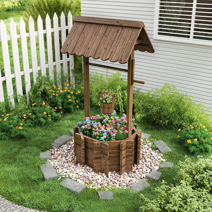 UDPATIO Wishing Wells for Outside, Wooden Wishing Well Planter for Yard, Upgrade Wishing Well with 4 Reinforced Rod & Hanging Bucket for Garden Patio Lawn Backyard Home Decor
