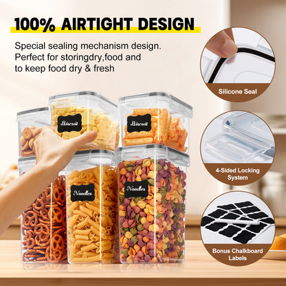 6/12/24/30/48 Set Of Airtight Food Storage Containers, Multi-size Kitchen Essentials Pantry Organizer And Storage, (6/12/15/ 24 Containers And 6/12/15/ 24 LIDS), BPA-free Plastic Food Jars for Grains, Flour, Spice Jars Including Labels And Markers