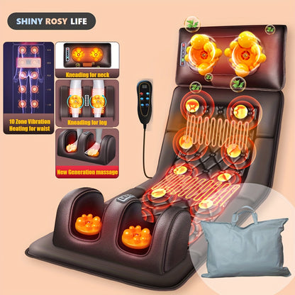 Full Body Massage Pad, 10-zone Wave Vibration, Kneading Massage Pillow, Foot Calf Massage, Back Hot Compress, Storage Bag Included. Mother's Day Gift, Fathers Day Gif