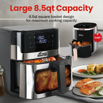 8.5QT/3.6QT Air Fryer, Upgraded Large Capacity Suitable For 5-6 People, Smart Touch Screen For Easy Operation With 8 Preset Functions, Non-stick Coating For Easy Cleaning, Kitchen Accessories, Toaster Oven, Deep Fryer, Air Fryers, Kitchen