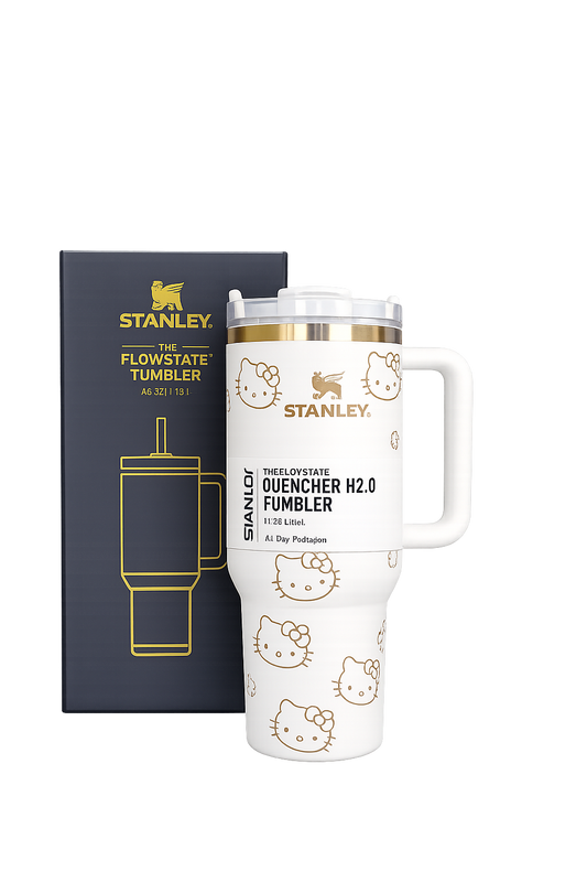 Stanley x Hello Kitty Quencher H2.0 FlowState Tumbler – Classic White Limited Edition Insulated Travel Mug with Handle & Straw