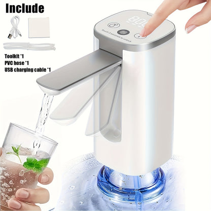 Water Dispenser Pump for 5 Gallon Bottle - Digital Display, Type-C USB Charging, Portable Electric Water Pump, Foldable Spout, Quantitative & Continuous Water Dispensing
