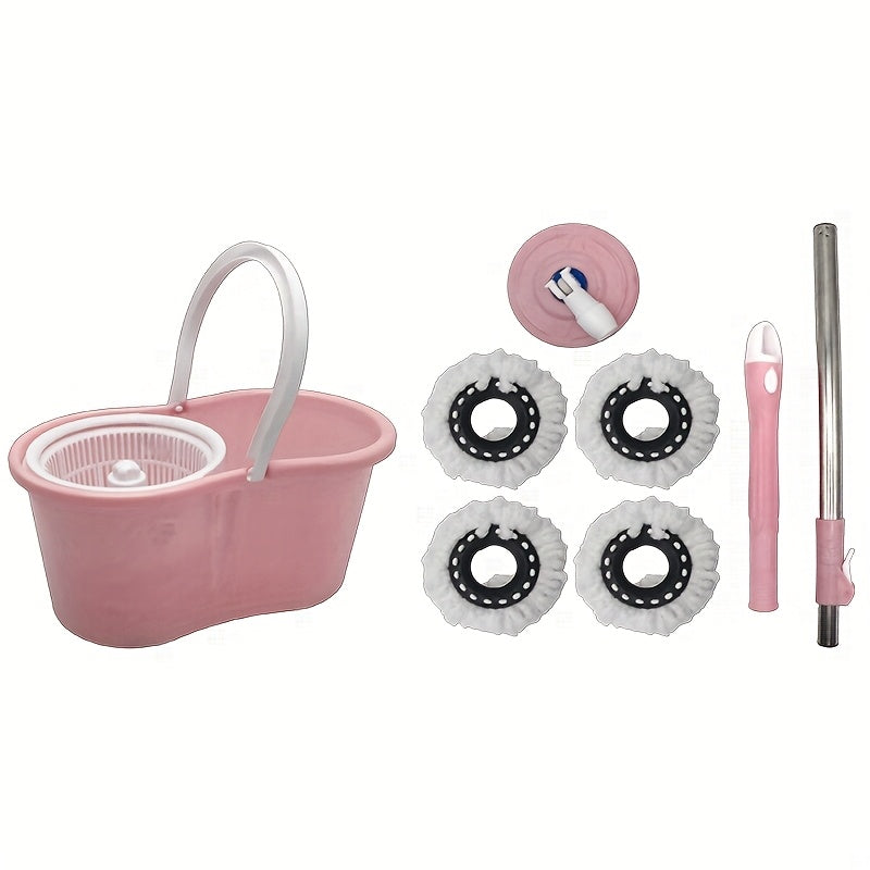 Set of 2 Microfiber Spin Mops with a Bucket And Dual Mop Heads Featuring a 360° Wringer for Self-Wringing.