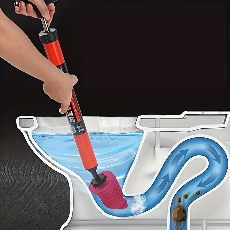 Heavy-Duty Air Pressure Toilet Drain Cleaner, Designed to Unclog Pipes, Featuring a Toilet Suction Cup And Effective for Sinks And Showers, with an Ergonomic Handle for Ease of Use.