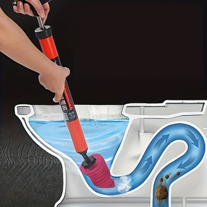 Heavy-Duty Air Pressure Toilet Drain Cleaner, Designed to Unclog Pipes, Featuring a Toilet Suction Cup And Effective for Sinks And Showers, with an Ergonomic Handle for Ease of Use.