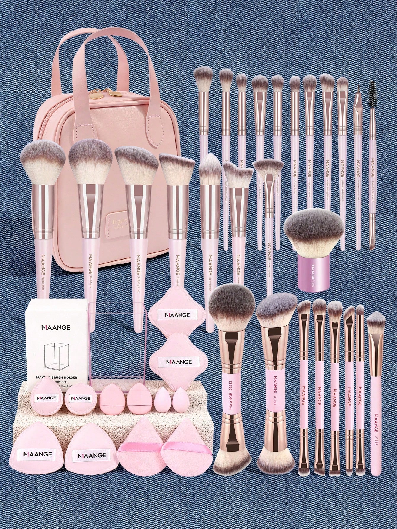 MAANGE 2pcs/5pcs/7pcs/20pcs/41pcs Makeup Tools Set Twin Head Makeup Brush Set With Blush Brush Foundation Brush Finishing Brush Loose Powder Brush Makeup Tools For Traveling