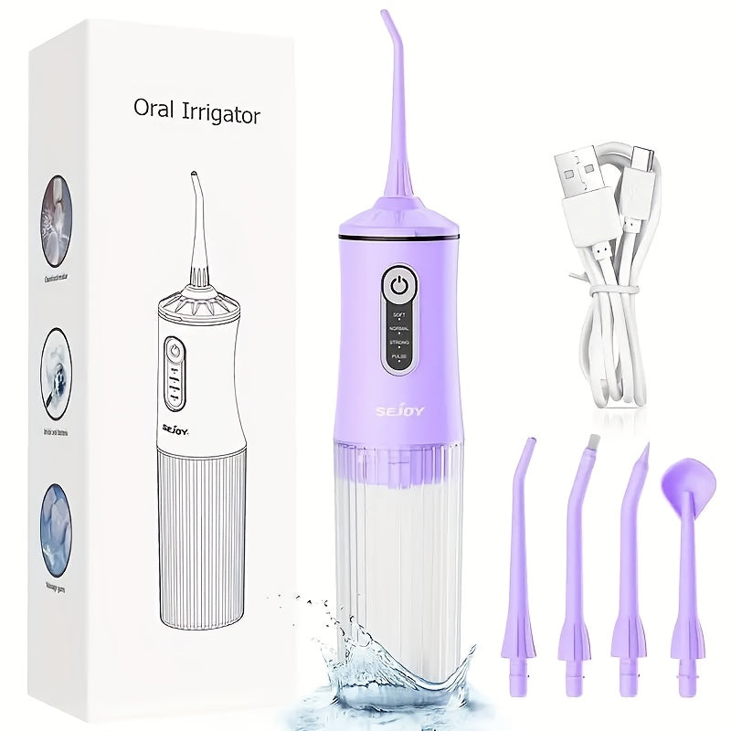 SEJOY Wireless Oral Irrigator, 5 Modes And 8 Nozzles, Portable 11.83oz Electric Oral Irrigator, Dental Irrigator for Home And Travel, IPX7 Waterproof