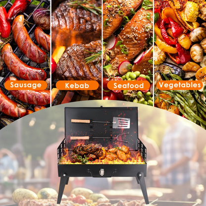 Portable BBQ Charcoal Grill, Compact Folding Barbecue Grill Lightweight Small Grill for Outdoor Cooking, Camping, Hiking, Picnics, Tailgating, Beach, And Backyard Parties